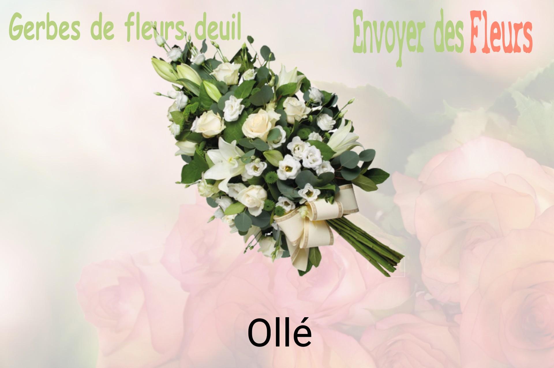Gerbe de fleurs de deuil livrée à Ollé